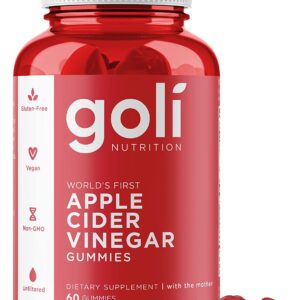Apple Cider Vinegar Gummy Vitamins by Goli Nutrition – Immunity & Detox – (1 Pack, 60 Count, with The Mother, Gluten-Free, Vegan, Vitamin B9, B12, Beetroot, Pomegranate)